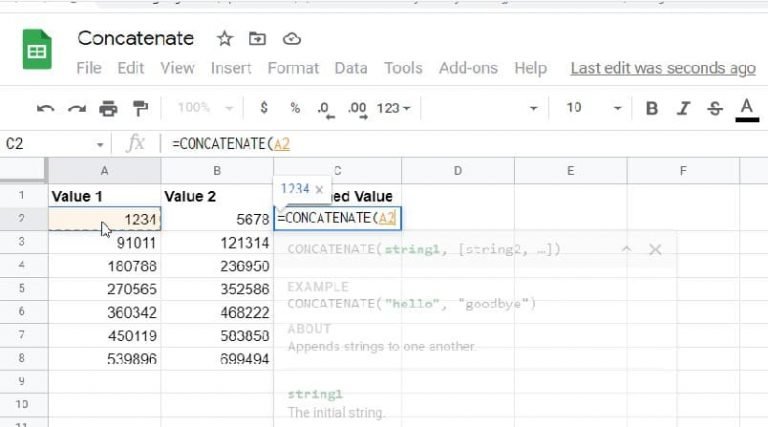 How to Combine Two Cells into One in Google Sheets - Concatenate Tutorial