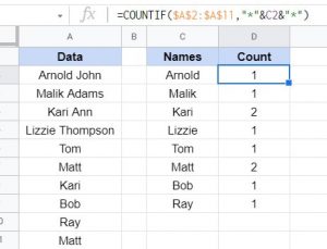 How to Count Number of Occurrences in a Column in Google Sheets