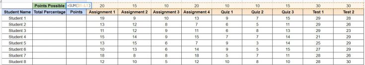 How to Make a Gradebook Template in Google Sheets