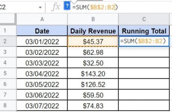 How to Calculate Running Total in Google Sheets