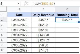 How to Calculate Running Total in Google Sheets